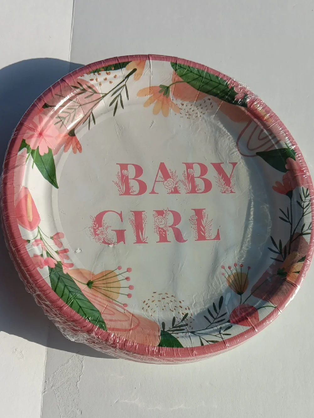 Baby Girl Floral Paper Plates - Pink - Picture 1 of 2
